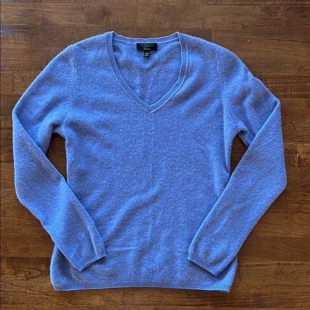Charter club luxury, cashmere V-neck, cozy timeless purple, long sleeve sweater
